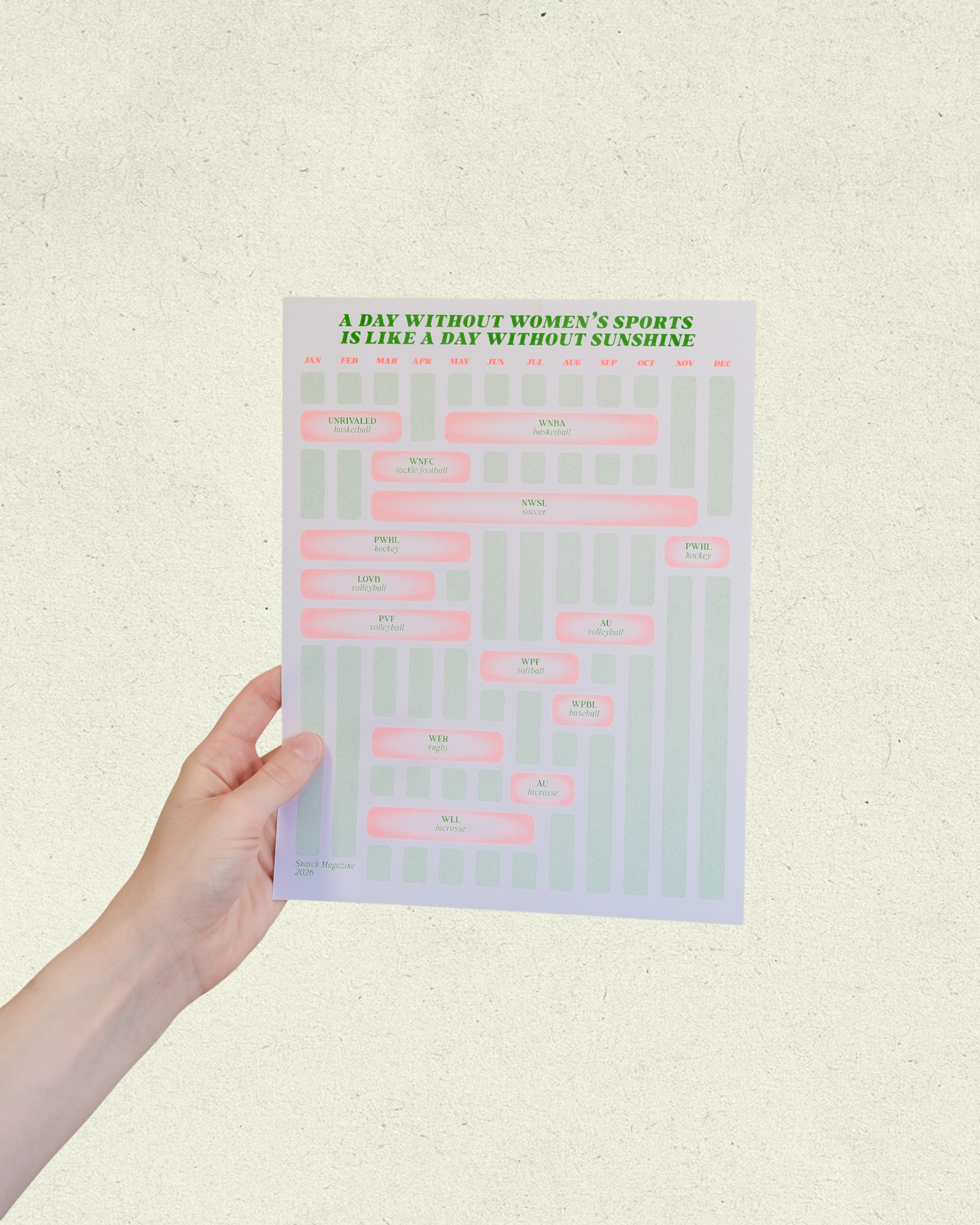 Women's Sports Schedule: Risograph Print
