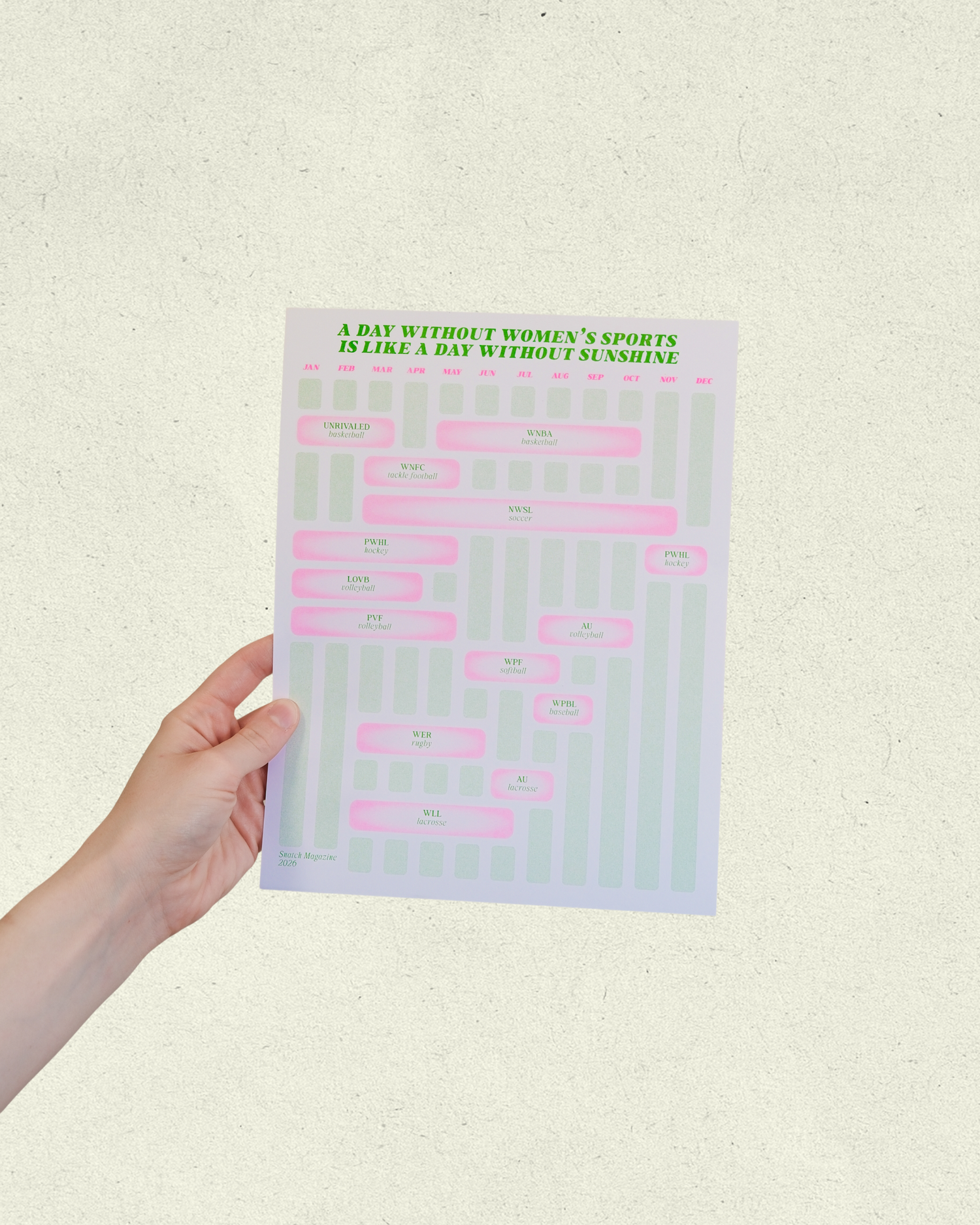 Women's Sports Schedule: Risograph Print