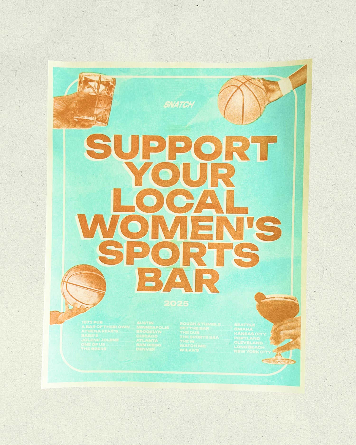 Support Your Local Women's Sports Bar: Risograph Print