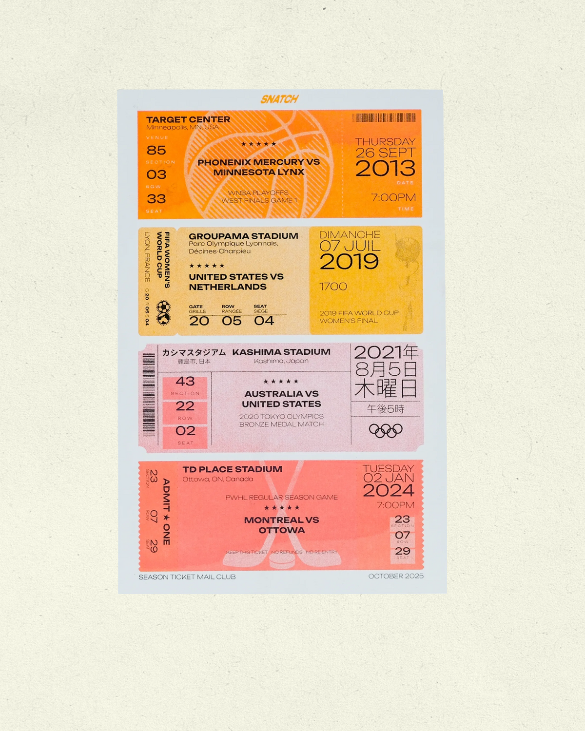 Game Tickets Risograph Print, October 2025