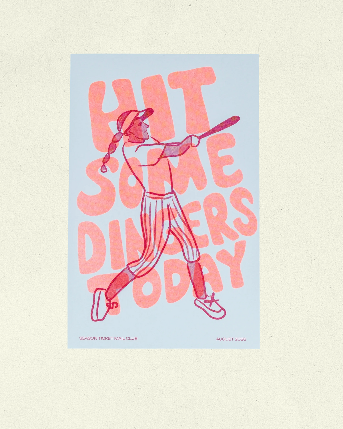 Baseball Dingers Risograph Print, August 2026